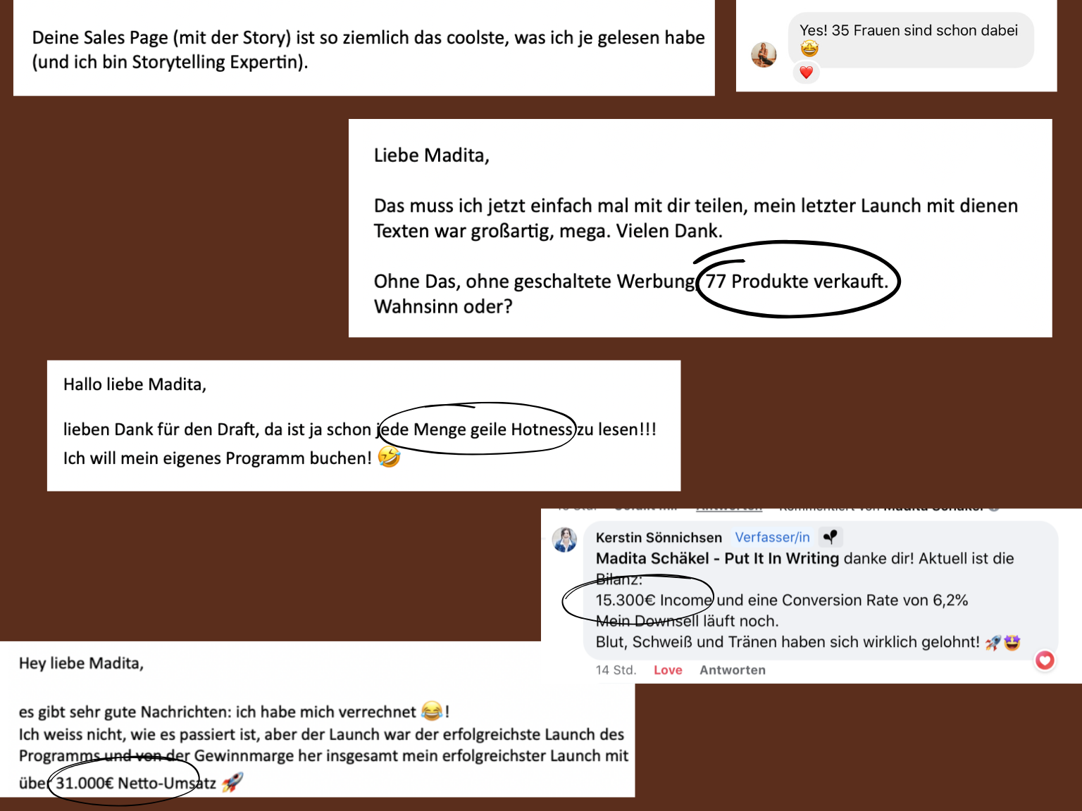 Testimonial Screenshots